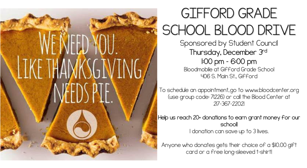 Blood Drive @ GGS, Dec. 3 from 1-6
