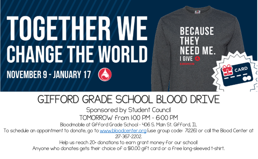 Blood Drive @ GGS 12/3 from 1-6 pm