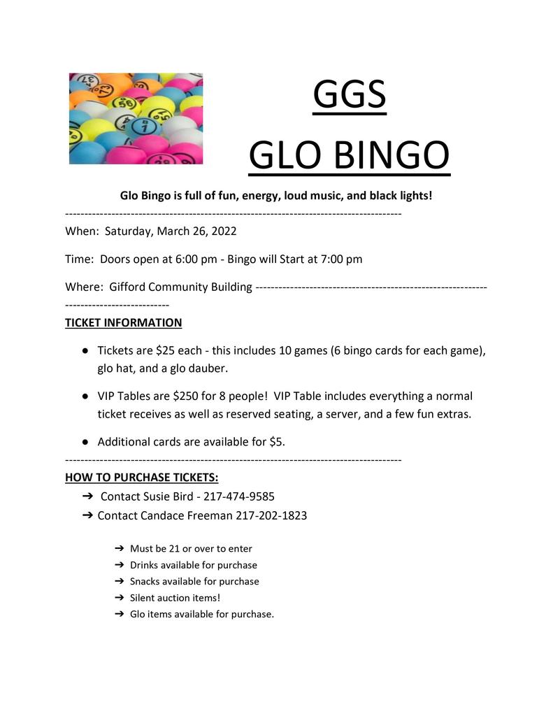 GGS Glo Bingo 3/26