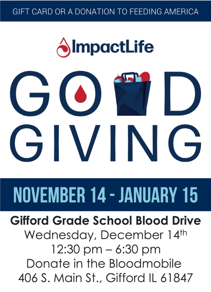GGS Blood Drive 12/14 from 12:30-6:30
